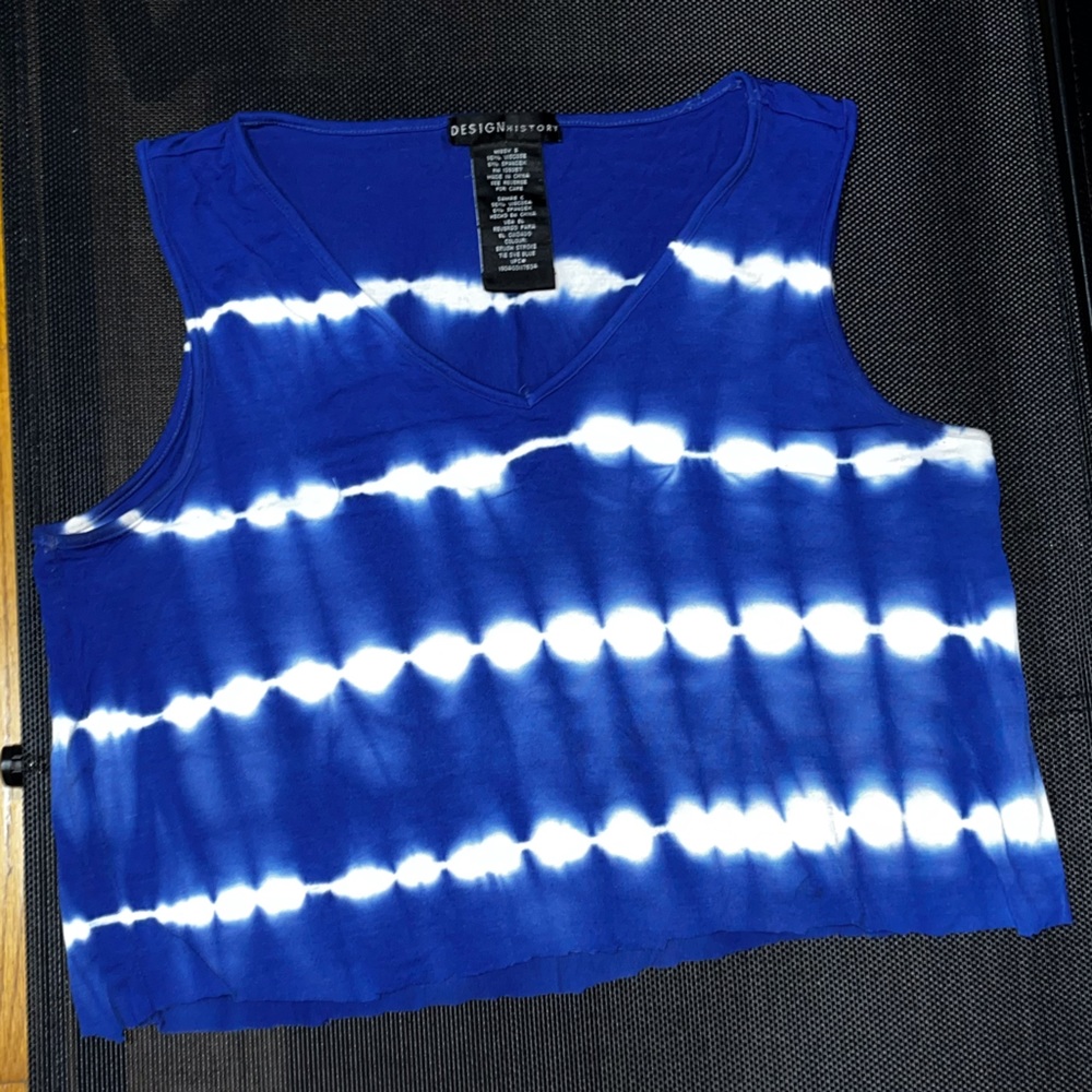 Design History Blue White Tie-Dye Tank Top, Size Small(S)
